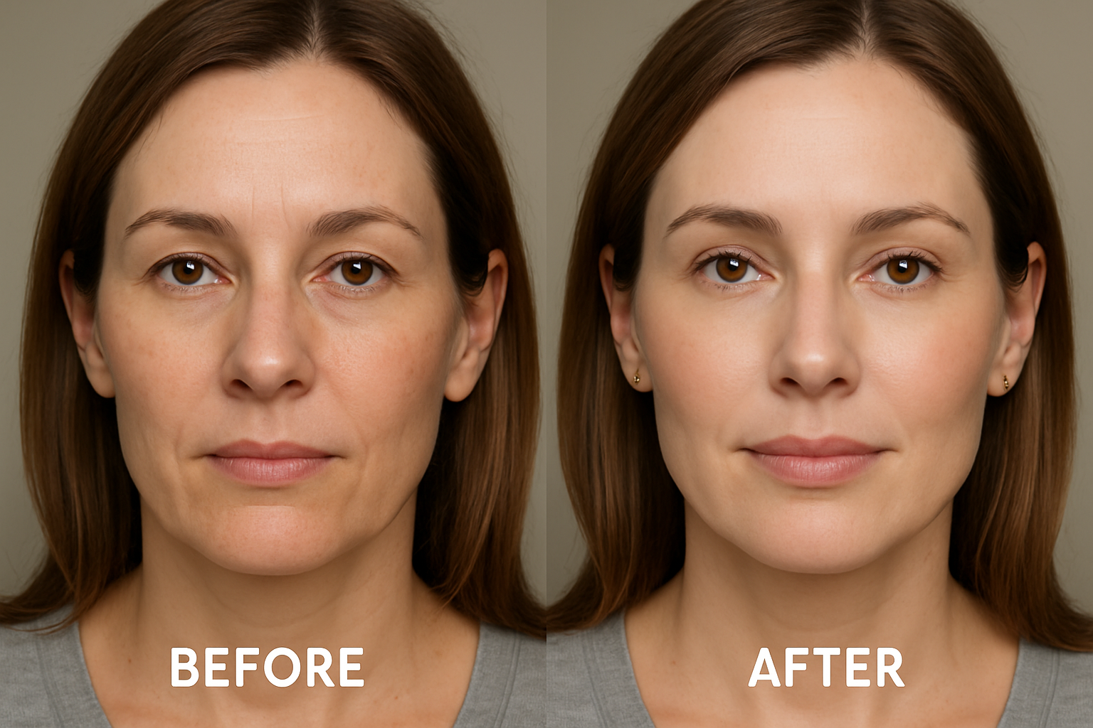 Before and after images showing subtle, natural-looking aesthetic results